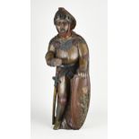 18th - 19th century carved knight figure, H 65 cm.