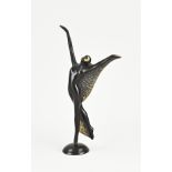 Signed bronze figure, Dancing lady