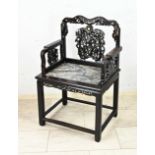 Chinese chair with marble / mother-of-pearl