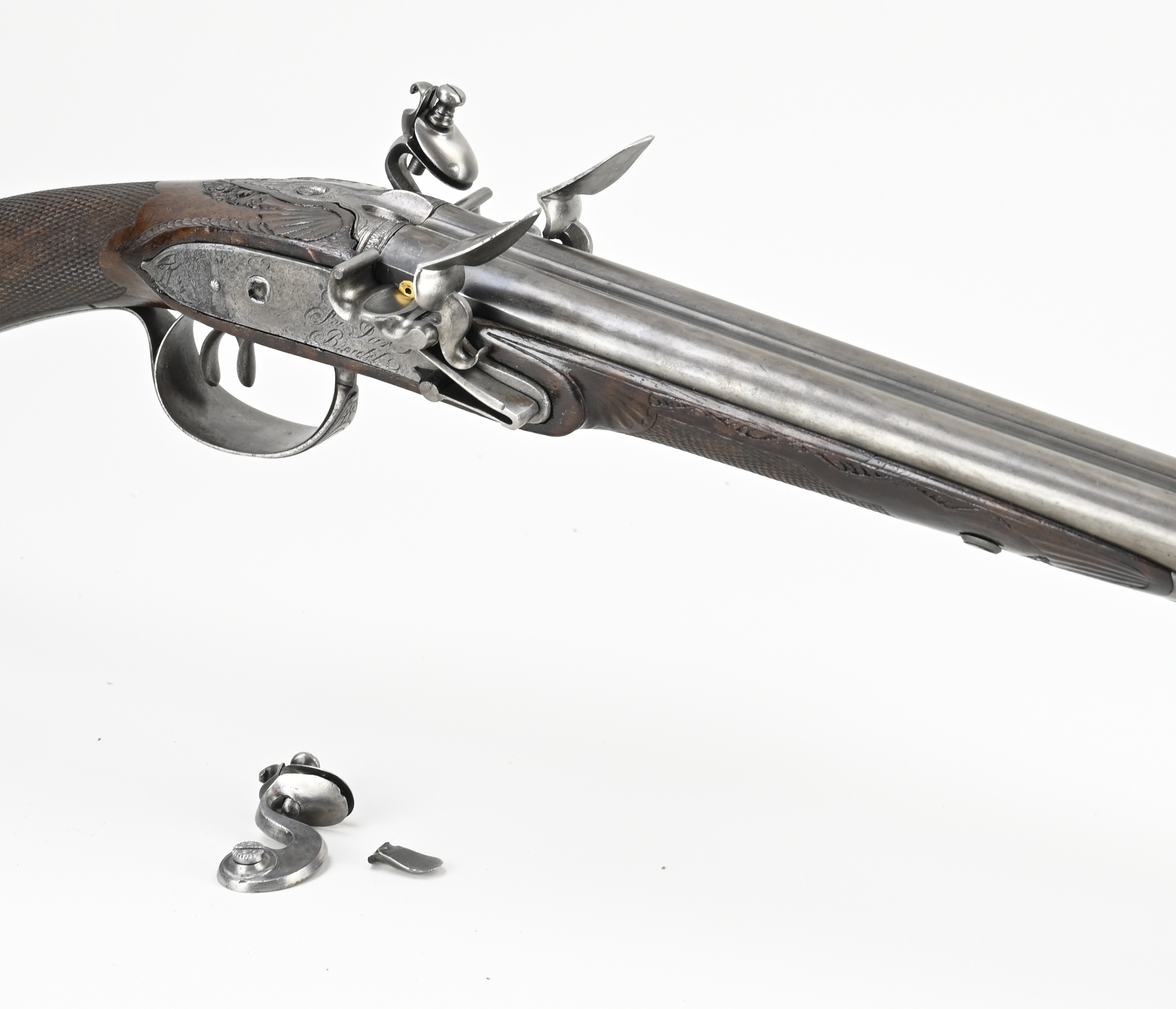 Antique double barrel shotgun, L 115 cm. - Bild 2 aus 2