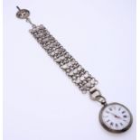 Silver men's watch with chatelaine