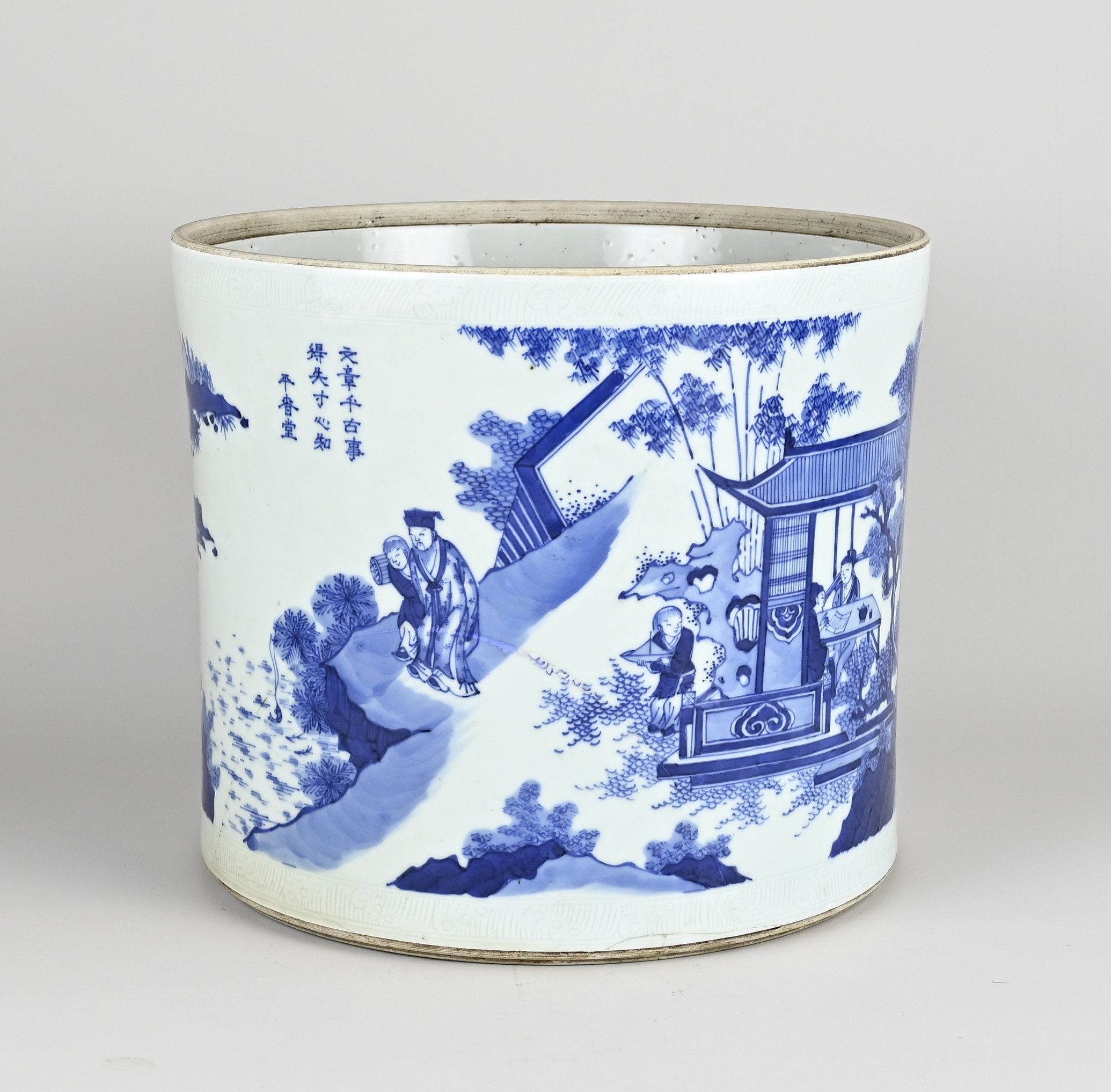 Chinese brush pot, H 24.5 x Ø 28.3 cm. - Bild 2 aus 3