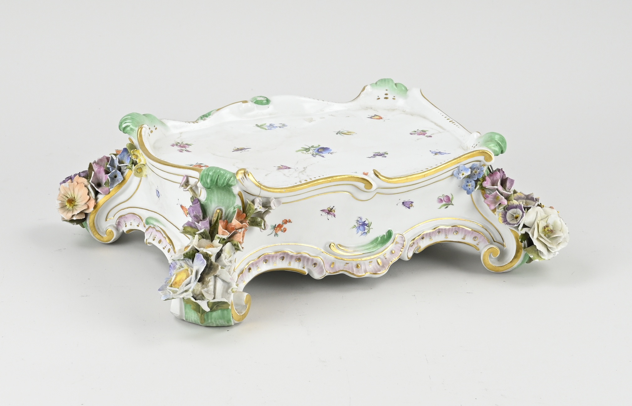 Antique German Meissen (clock) console, 1880 - Image 2 of 3