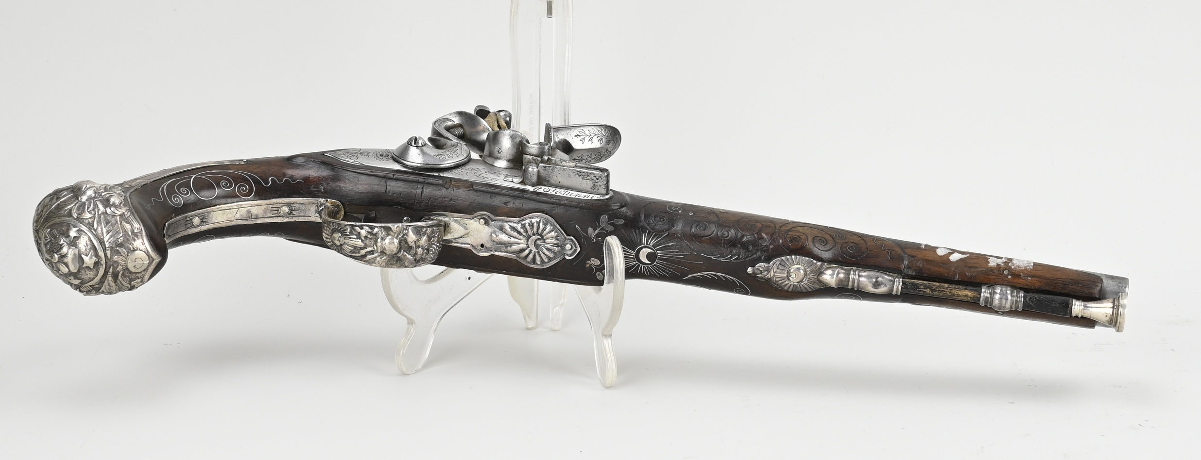 Antique flint gun, L 42 cm. - Bild 4 aus 4