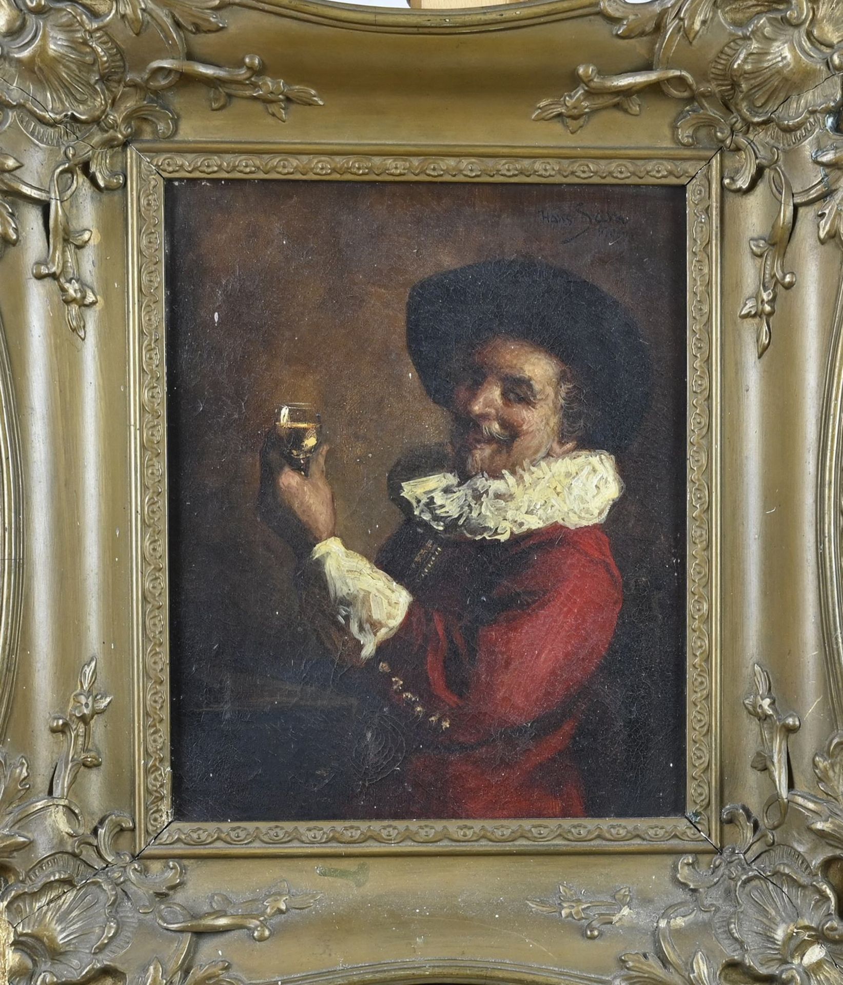 Hans Sam, 17th Century figure with wine glass