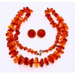 Amber necklace and earclips