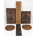 Six wood carving panels