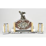 Antique French art deco clock set, 1920