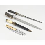 Four old/antique daggers, L 31 - 43 cm.