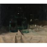 Janos Pentelei Molnar, Still life with glassware