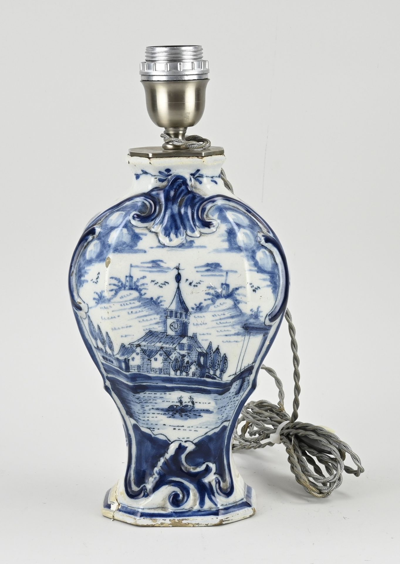 18th century Delft vase (lamp), H 26 cm.