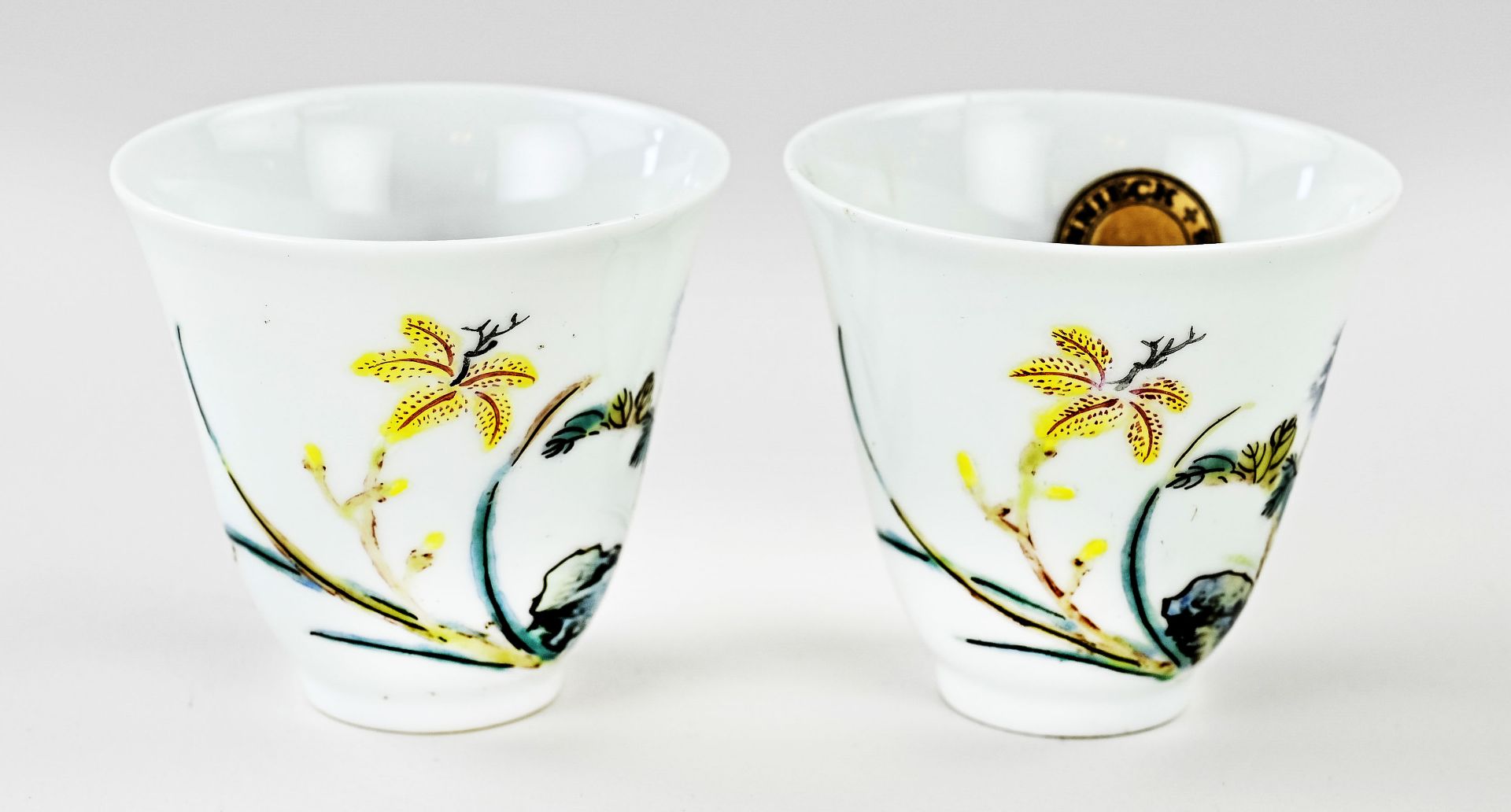 Two Chinese Family Rose cups Ø 6.5 cm. - Image 3 of 3