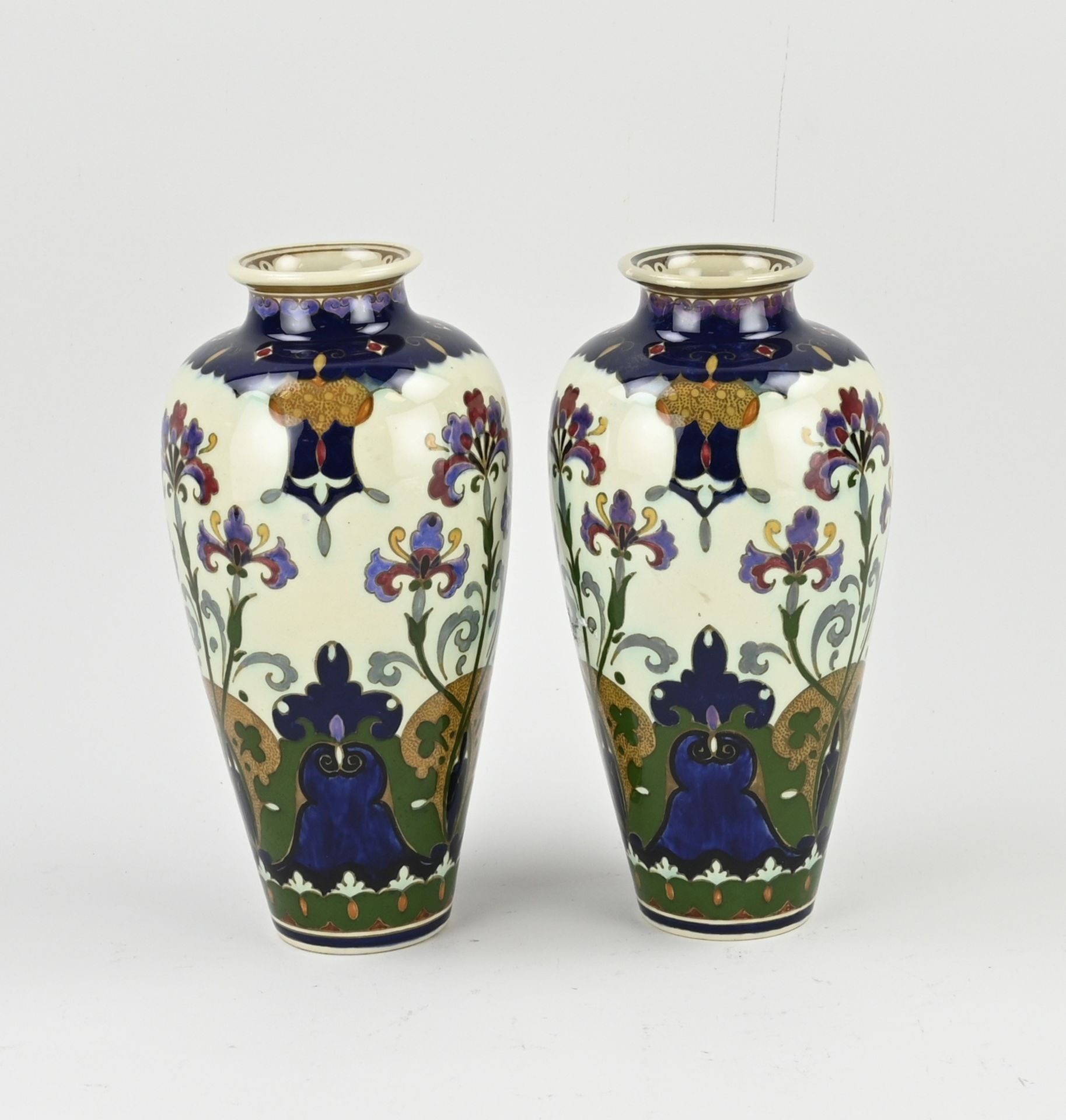 Two original antique Rozenburg vases, H 21 cm. - Image 2 of 3