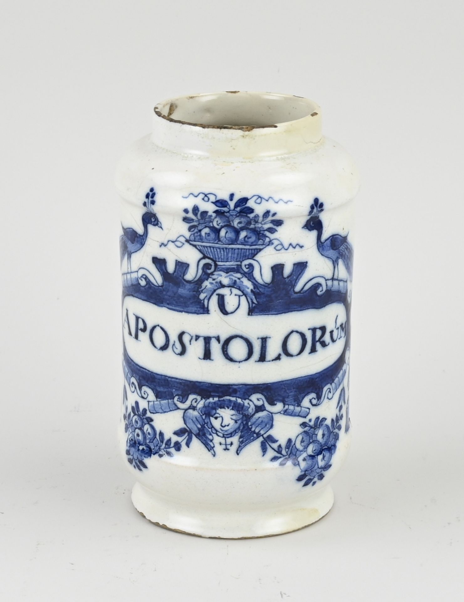 18th century Delft apothecary jar, H 17 cm.