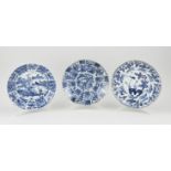 Three 18th century Chinese plates Ø 21 - 22 cm.