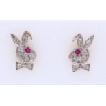 Gold Stud Earrings, Bunnies