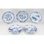 Five 18th century Chinese plates Ø 22 - 23 cm.