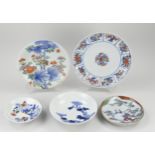 Five antique Japanese plates, Ø 16 - 28 cm.