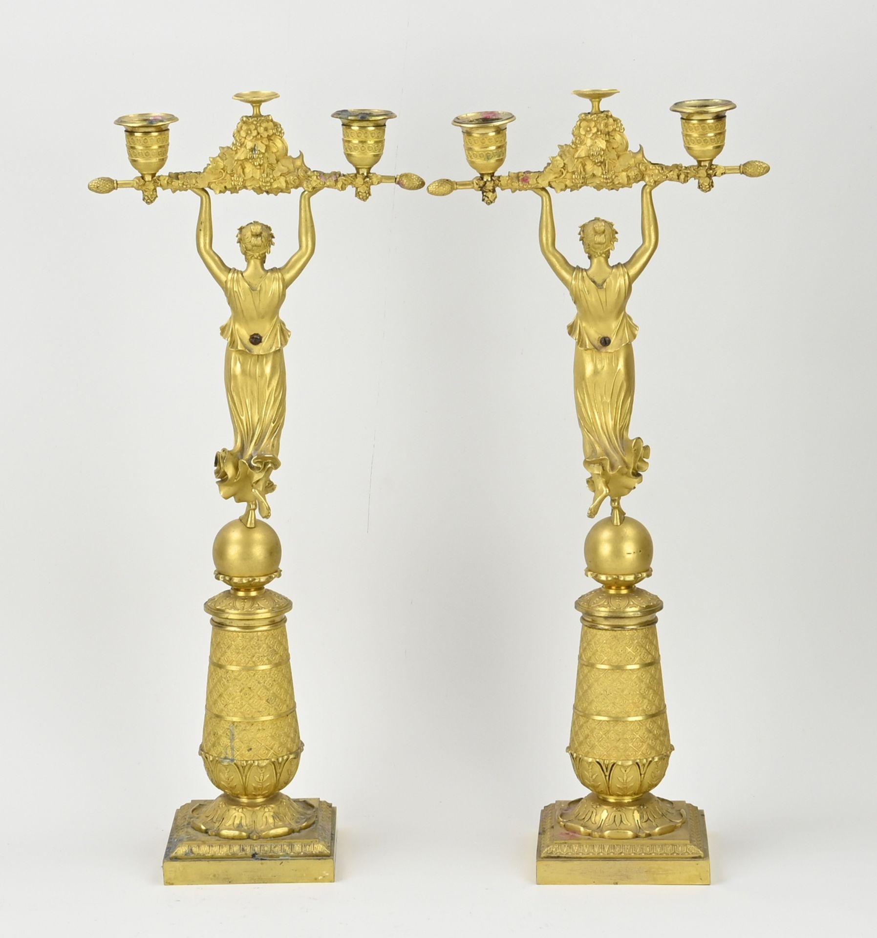 Two French Empire candlesticks, H 49 cm. - Image 2 of 3