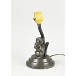 Pewter table lamp, H 28 cm.