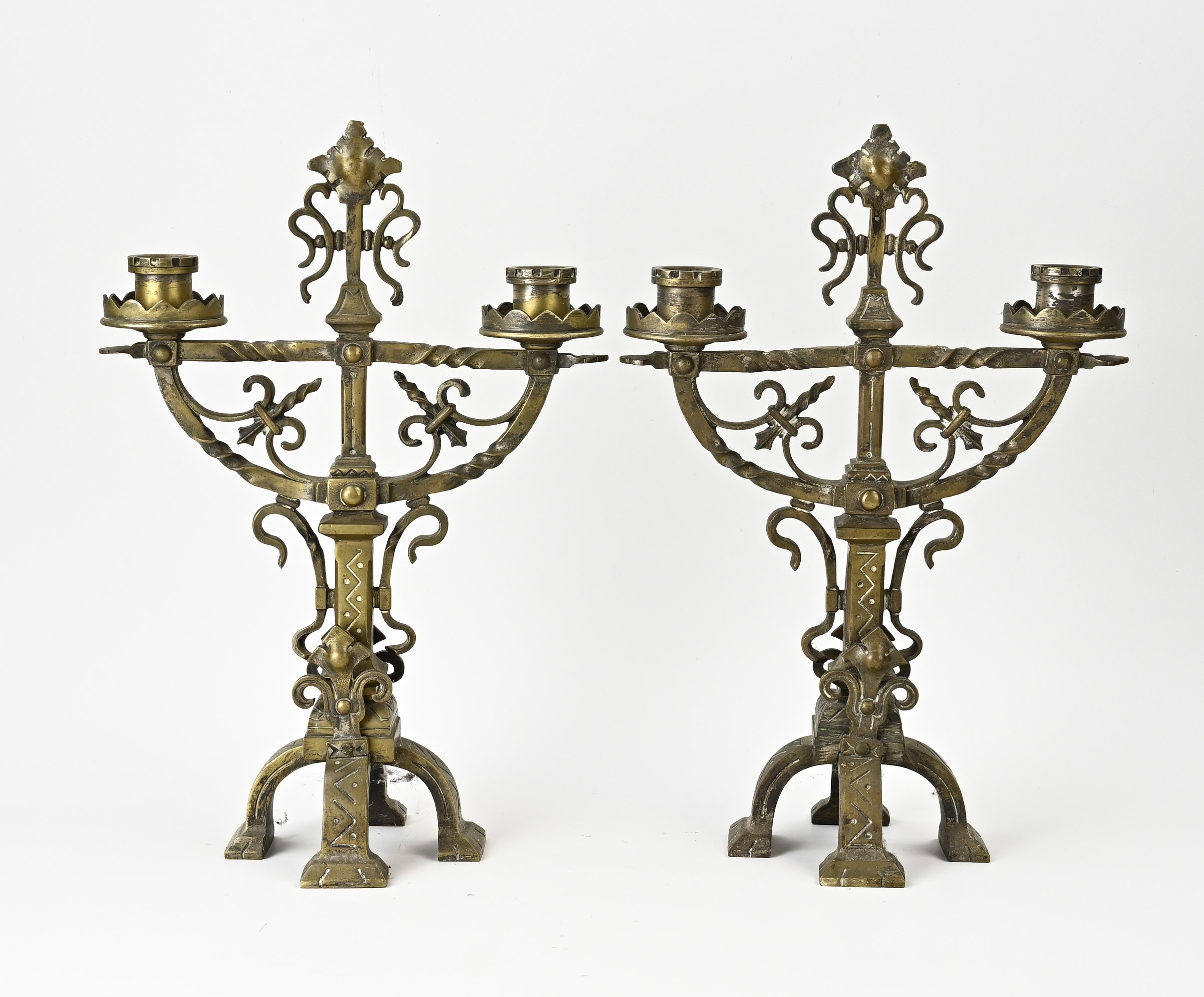 2x Bronze candlestick, 1880