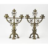 2x Bronze candlestick, 1880