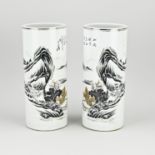 Pair of Chinese brush vases, H 29 cm.