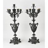 Two French Charles Dix candlesticks, H 58 cm.