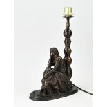 Bronze table lamp, H 45 cm.