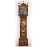 18th century English grandfather clock with chinoiserie, H 220 cm.