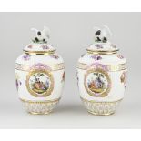 Two antique KPM lidded vases, 1880