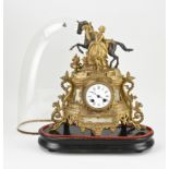 Antique French mantel clock + bell jar