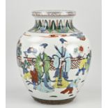 19th century Chinese wucai vase, H 33.5 x Ø 27 cm.
