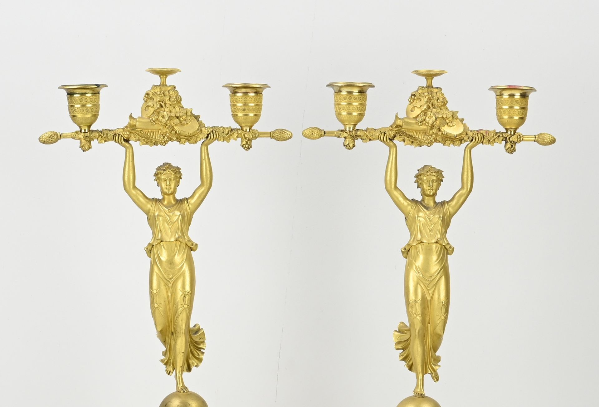 Two French Empire candlesticks, H 49 cm. - Image 3 of 3