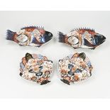 Four Japanese Imari fish plates 23 - 28 cm.