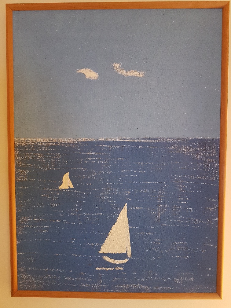 Original Canvas of Yacht at Sea by Jonathan Charles Beattie