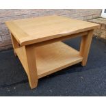 Modern Light Oak Coffee Table measuring 27 inches x 27 inches.