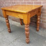 Traditional Pine Dining Table measuring 32 inches x 26 inches on four turned legs