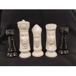 Beautiful Large Ceramic Duncan Chess Set (complete), King measures 4.5 inches in height