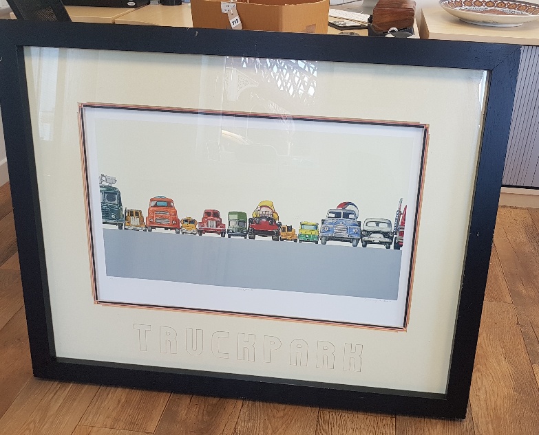 Jeremy Dickinson Large Framed and Glazed Limited Edition Truckpark 2 Print - Image 2 of 5