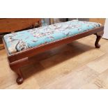 A large Victorian Mahogany Beaded Tapestry Footstool measuring 50 inches x 25 inches