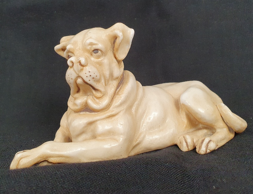 Gertrude Heubach 19th Century Porcelain Dogue de Bordeaux Figurine. Numbered 4297 on the base.