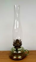 Victorian Glass Oil Lamp with matching chimney, 14 inches in height