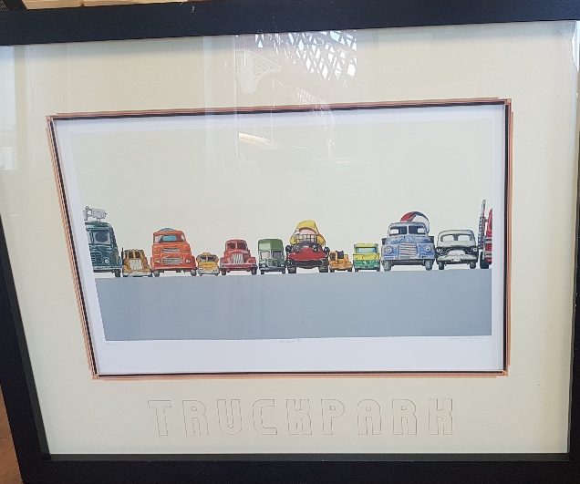 Jeremy Dickinson Large Framed and Glazed Limited Edition Truckpark 2 Print