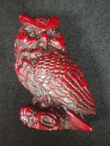 A small carved Owl Netsuke Figurine
