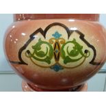 Victorian Ceramic Jardiniere and Stand with Art Nouveau Decoration. 36 inches in height.
