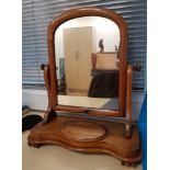 Victorian Walnut Swing Mirror with hinged lid dish.