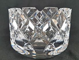 Orrefors Cut Glass Bowl Reference 3831-121 with label and engraved base. 15cm diameter.