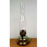 Victorian Glass Oil Lamp with Chimney, 14 inches in height