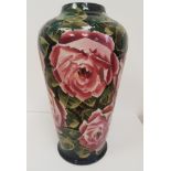 Wemyss Large Antique 1910 Vase with Cabbage Rose Design by Karel Nikolai, Wemyss mark to base.